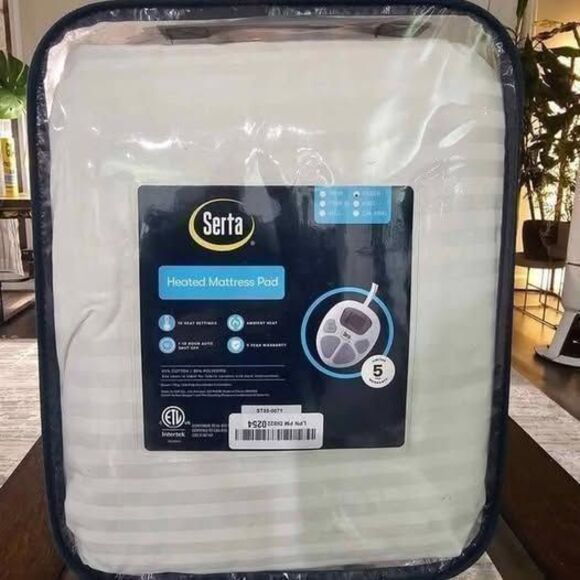 Serta Heated Mattress Pad – Queen Size, Dual Control, 10 Settings – New - Picture 1 of 3